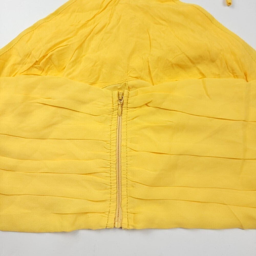 NWT Superdown Harlie Halter Cut Out Crop Top Ruched Boho Yellow Y2k Resort Small - Picture 7 of 11